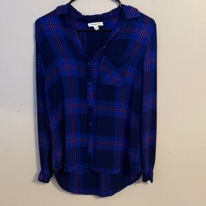 Beach Lunch Lounge Flannel Button Up Shirt Purple Size XS